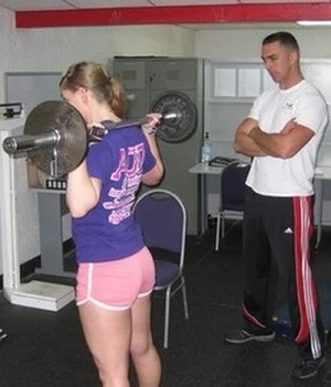 Francois, personal trainer working with a client at the Apollo Beach, FL.